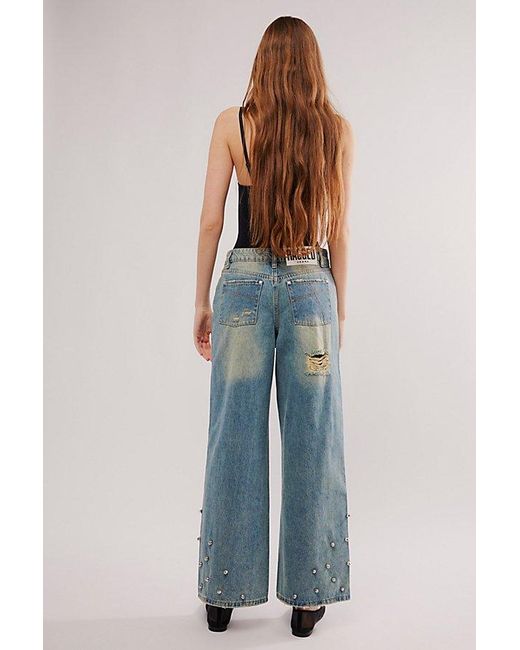The Ragged Priest Blue Studded Distressed Release Jeans