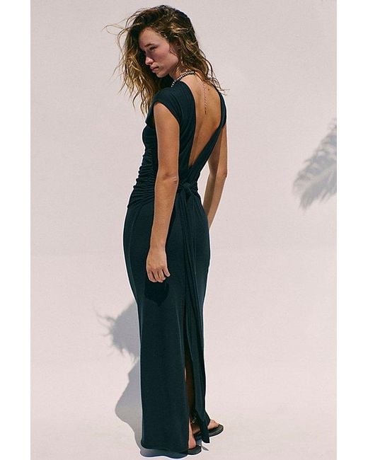free-est Black Good Feels Cap-Sleeve Maxi Dress By