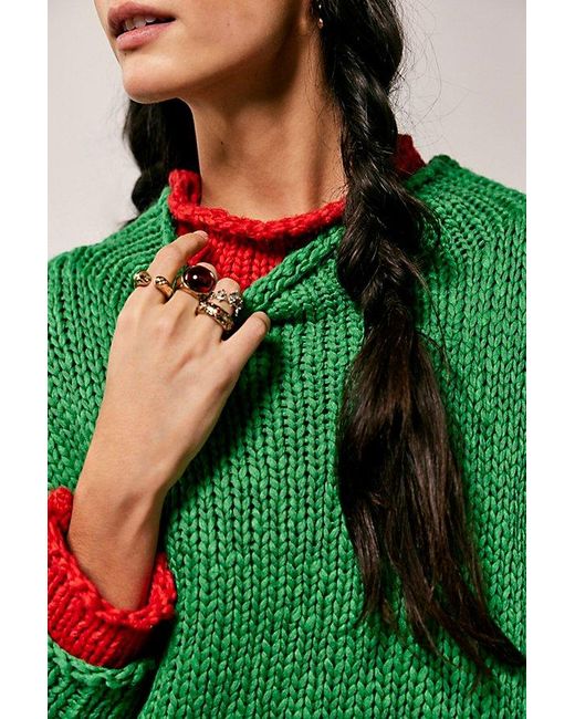 Free People Green Opal Rollneck Knit Jumper