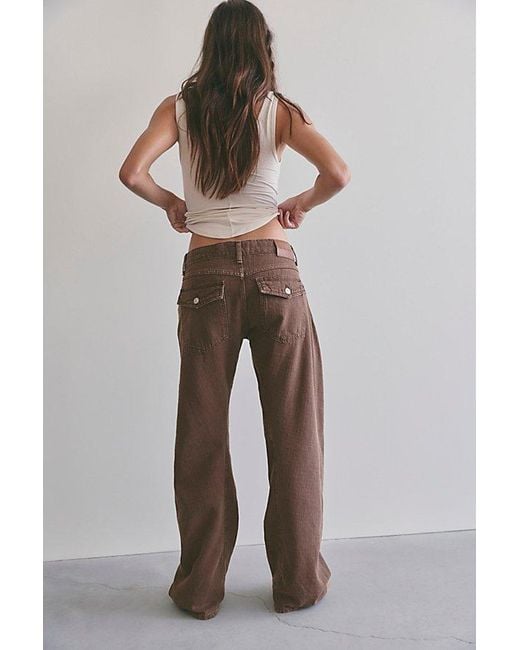 Free People Gray Highland Low-Rise Twisted Bowed Jeans