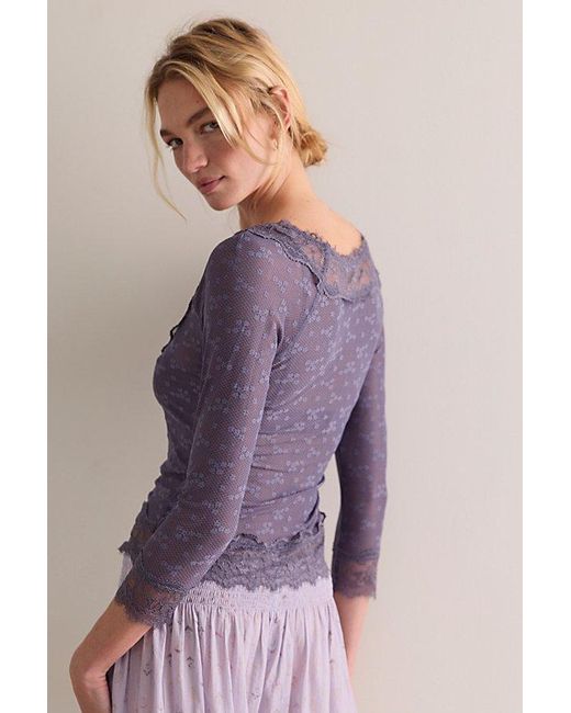 Intimately By Free People Purple Lace Me Twice Layering Top By