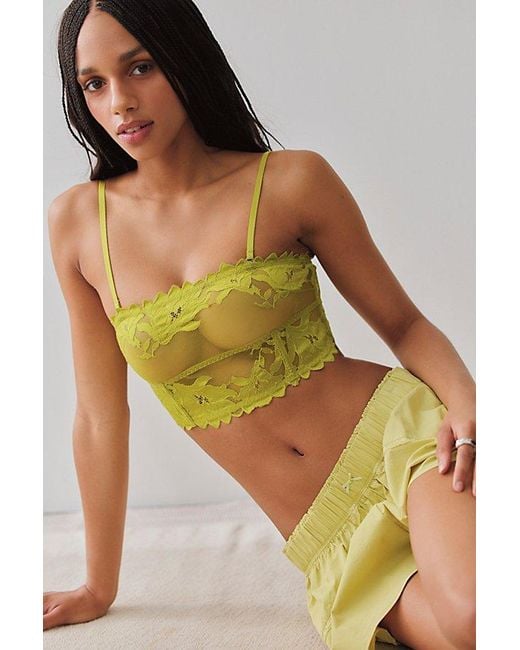 Intimately By Free People Yellow Show Me Lace Longline Bralette By