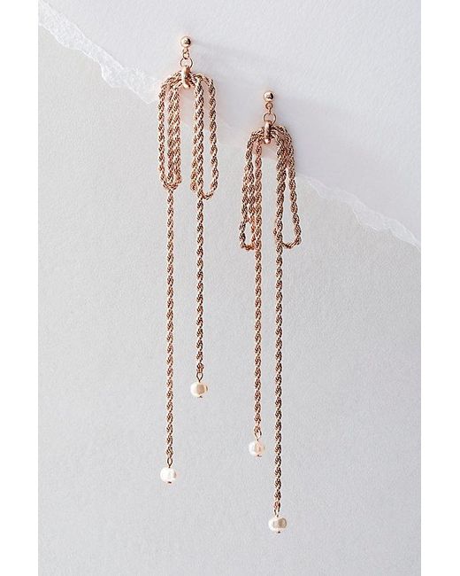 Free People Black Pearl Bow Dangles At In Rose Gold
