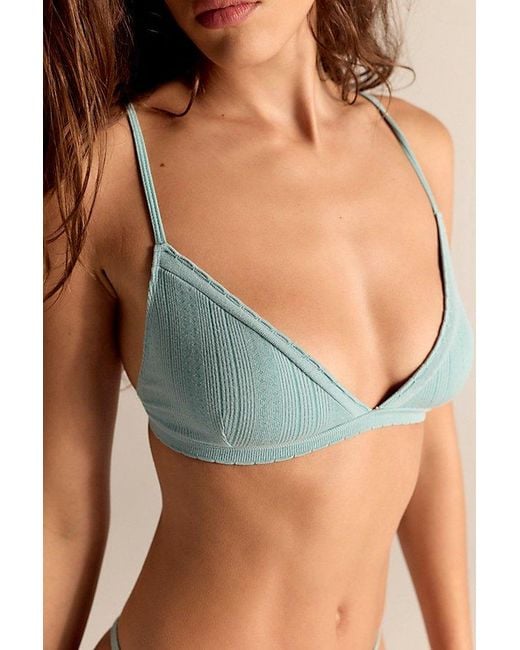 Intimately By Free People Gray So Soft Pointelle Triangle Bralette By