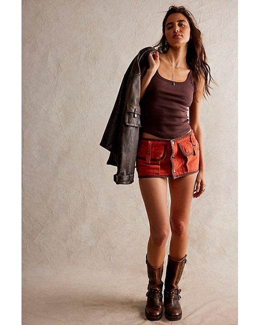 Free People Red Alitza Micro Skort