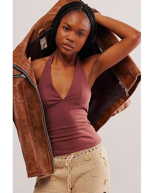 Free People Brown Have It All Halter Top