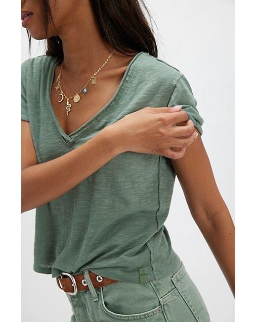 Free People Green Take 2 Tee