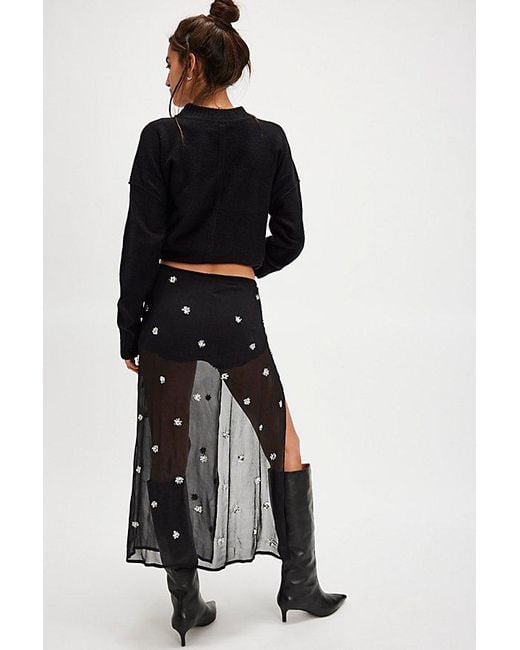 Free People Black Embellished Apron Sarong