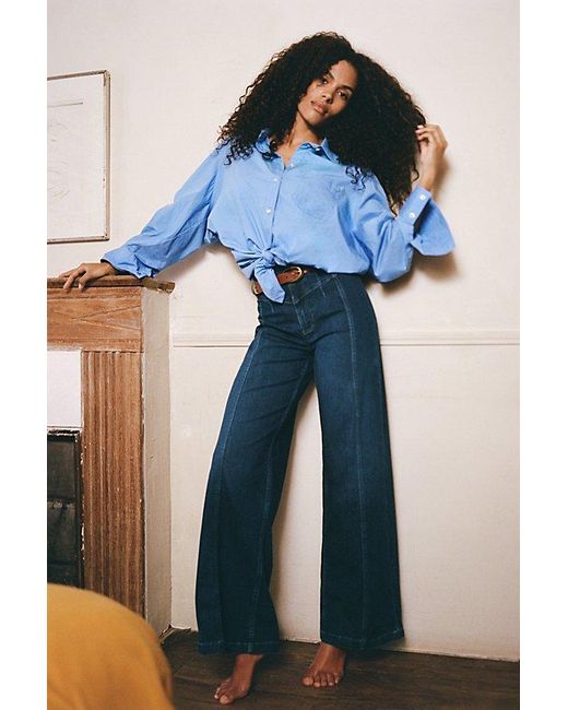 Free People Blue Sabine Articulated Shirt