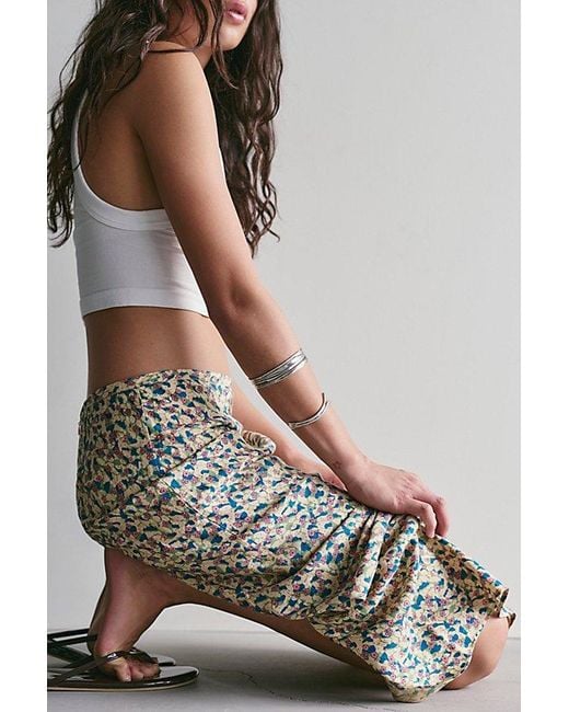 Free People Gray Bonita Printed Maxi Skirt