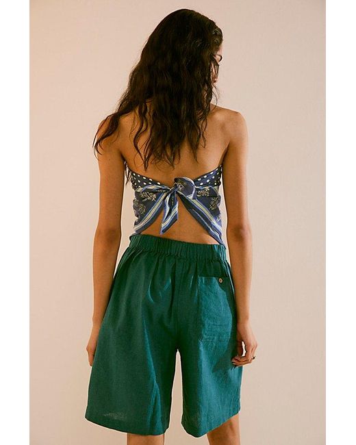 Free People Green On Repeat Linen Shorts