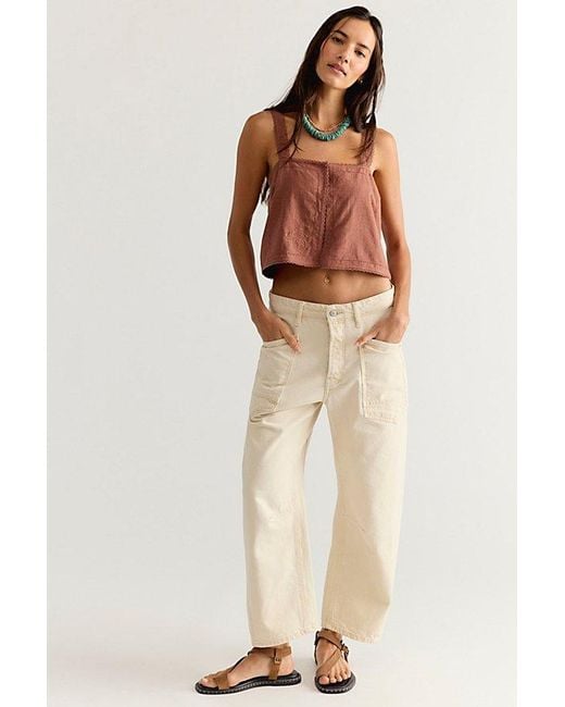 Free People Brown Nora Embroidered Top