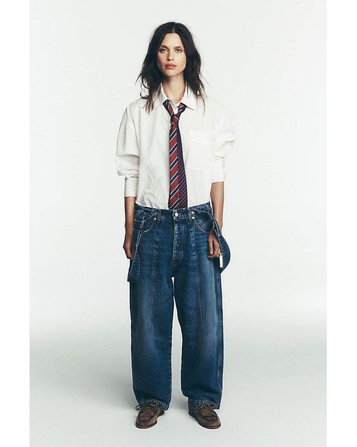 Free People Blue Berkley Suspender Jeans