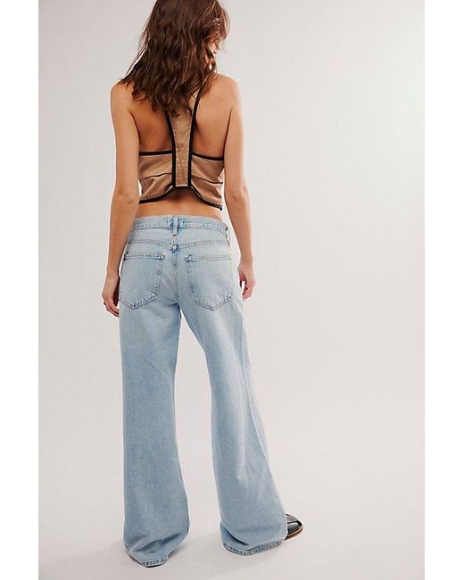 Agolde Blue Clara Low-Rise Baggy Flare Jeans