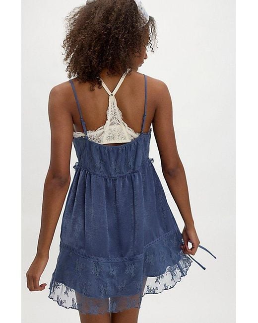 Intimately By Free People Blue Tell Me More Solid Mini Slip By