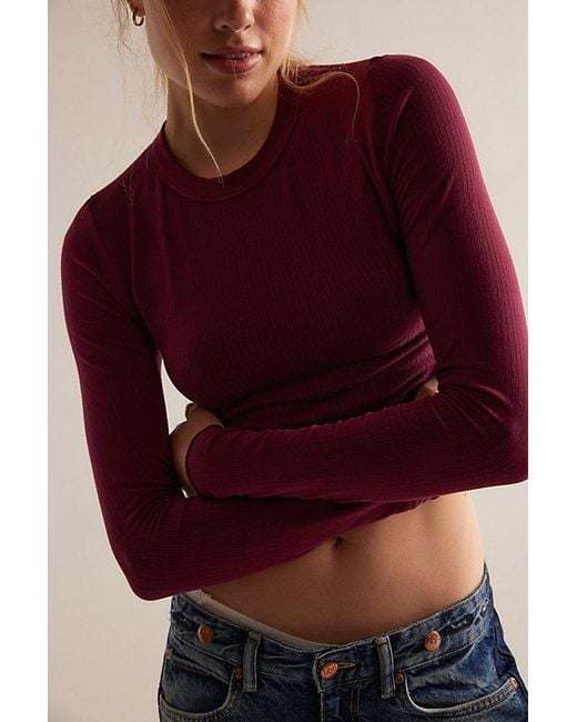 Intimately By Free People Red So Soft Seamless Modal Long Sleeve By
