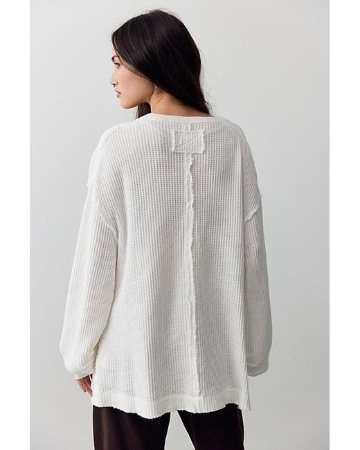 Free People Gray Montreal Oversized Thermal Henley
