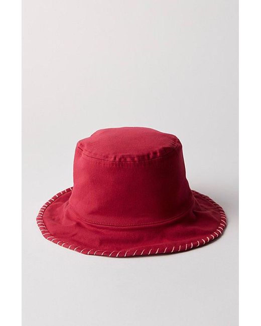 Free People Red Flip Side Bucket Hat