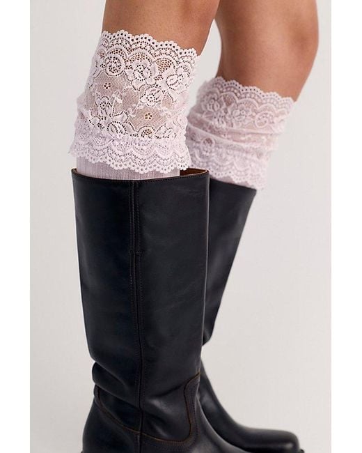 Free People Pink Viola Lace Over-The-Knee Socks
