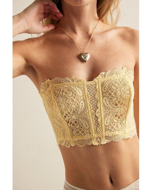 Intimately By Free People Brown Moonlit Meadow Lace Strapless Corset Bralette By