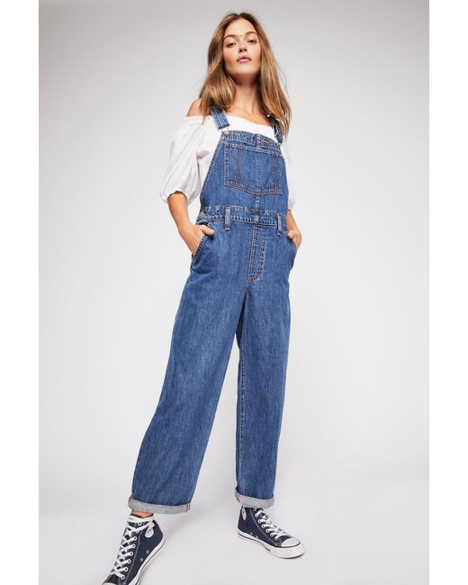 Free People Blue Levi's Baggy Denim Overalls