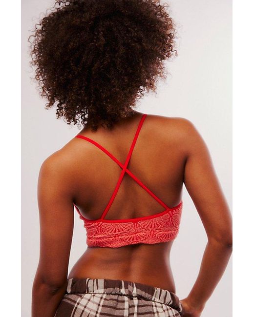 Free People Red What's The Scoop Floral Bralette