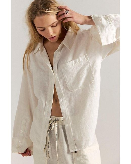 Free People Natural Laurel Linen Button Down Top