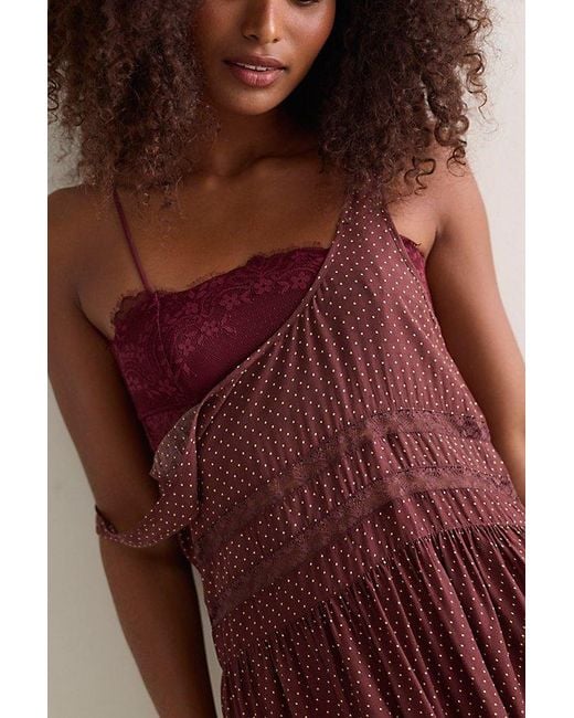 Intimately By Free People Red Voile And Lace Midi Slip Dress By
