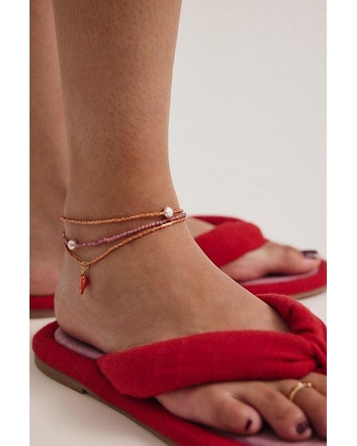 Ariana Ost Red Ring The Bell Semiprecious Stone Anklet