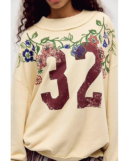 Free People Natural Palm Spring Turtleneck Graphic Pullover