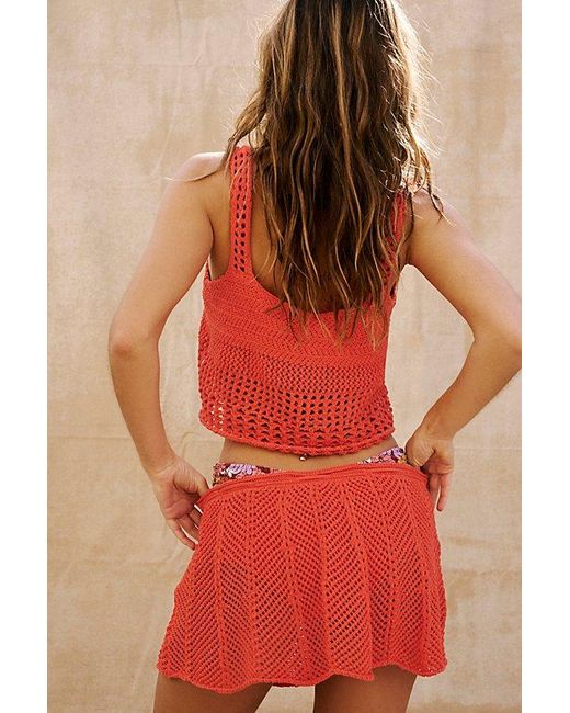 Free People Red Fuego Sweater Skirt Set