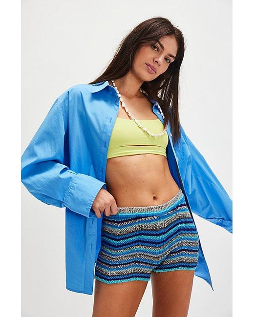 Free People Blue Marisol Swit Brief Shorts