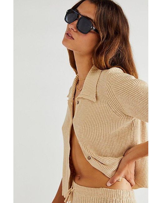 Free People Brown Royal Polarized Aviator Sunglasses