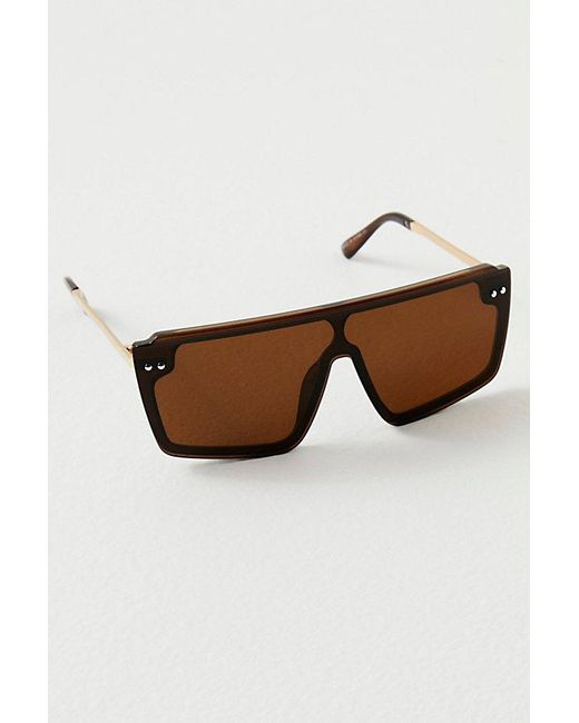 Free People Brown Dean Shield Sunglasses At In Cocoa