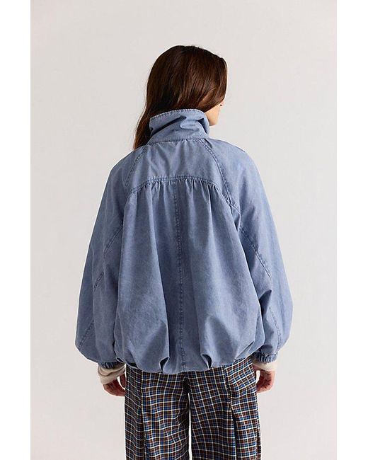 Free People Blue Chelsea Funnel-Neck Jacket