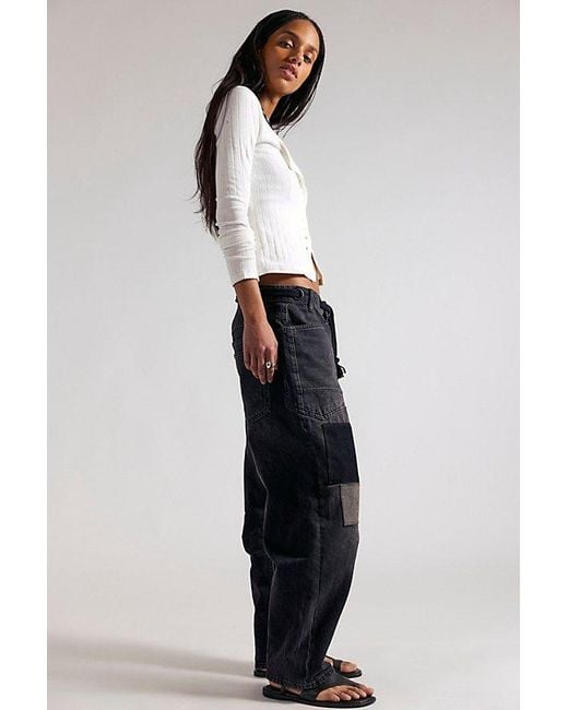 Free People Black Moxie Pull-On Barrel Jeans