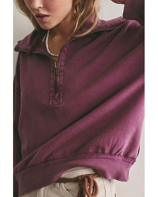 Free People Purple Parker Half-Zip Pullover