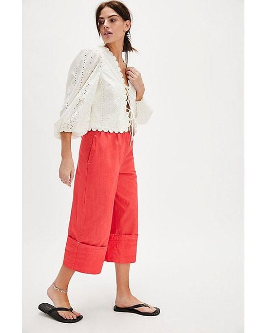 Free People Red Lula Cuff Pants