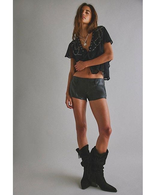 Free People Brown Alessia Vegan Micro Trouser Shorts