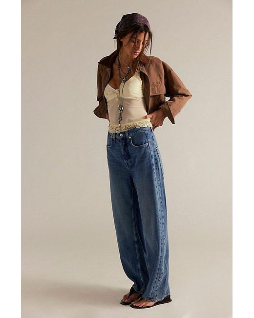 Free People Blue We The Free Truro Baggy Puddle Jeans