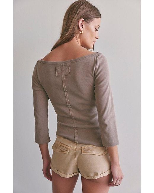 Free People Brown Atlas Boat Neck Top