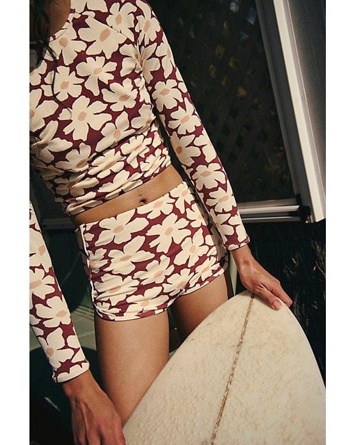 Rhythm Brown High-Waisted Boyshort Surf Bottoms