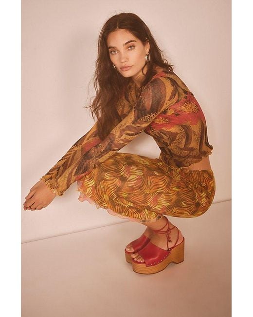 Free People Red Front Row Wrap Clogs