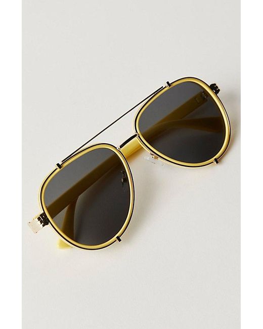 Free People Black Wesley Oversized Aviator Sunglasses