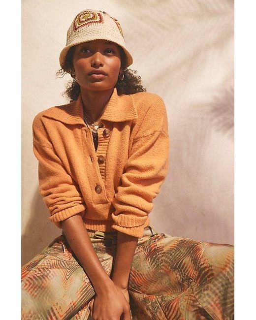 Free People Orange Trading Up Polo