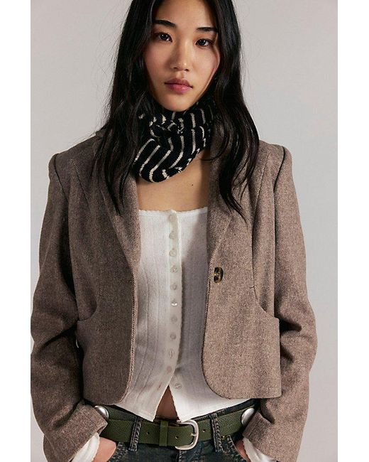 Free People Black Essential Triangle Striped Scarf