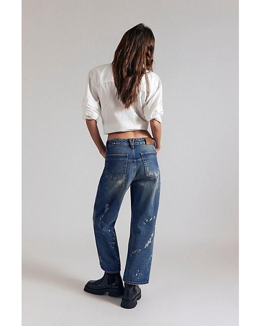 Free People Blue Deep Trance Dropped Boyfriend Jeans