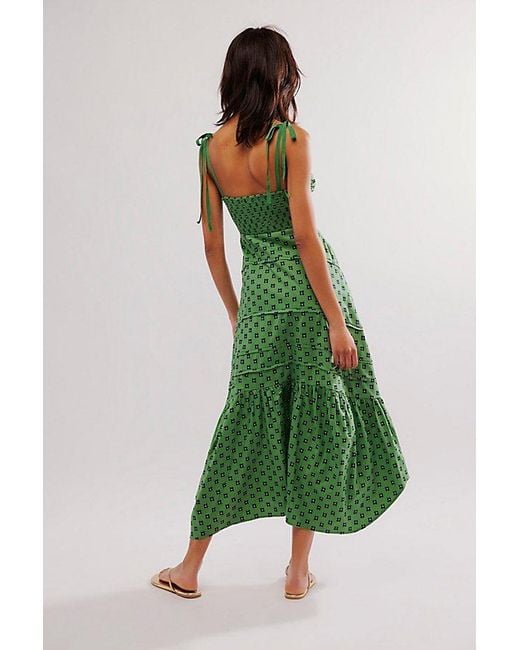 Free People Green Palma Printed Midi Dress