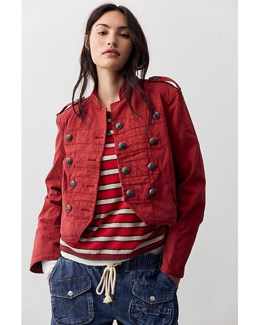 Free People Red Ryland Band Jacket