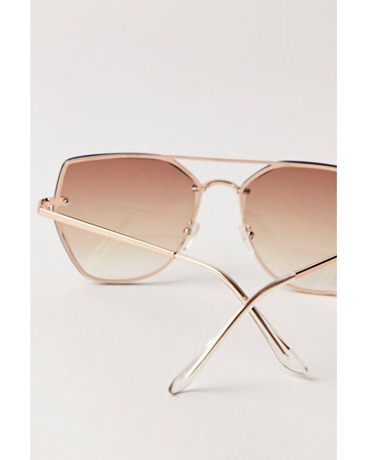 Free People Brown Alma Oversized Aviator Sunglasses